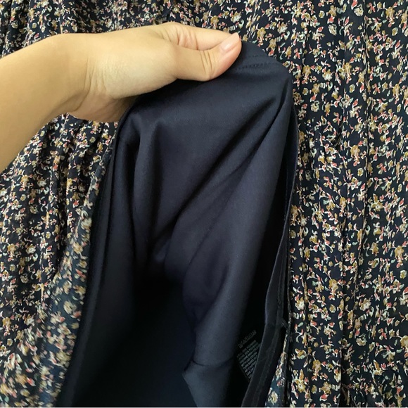 UO Blue Floral Tiered V-Neck Long Sleeve Mini Dress - Picture 5 of 11